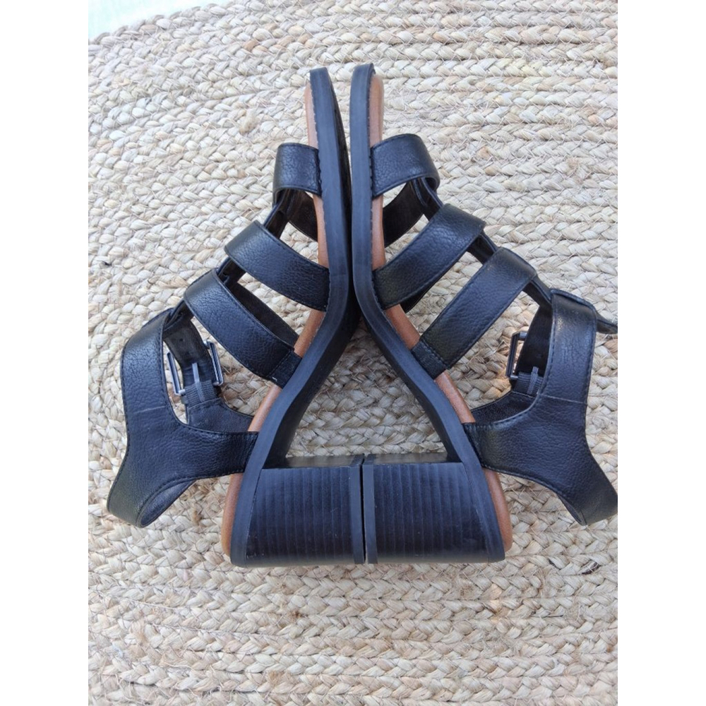 Zodiac Boho Black Tan Block Heel Gladiator Sandals US 8 Festival Summer - Picture 7 of 15